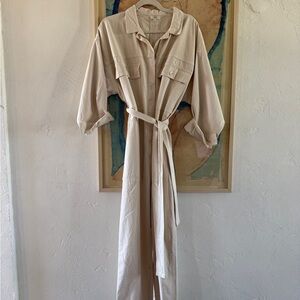 OZMA Keaton Jumpsuit in Twill Putty
